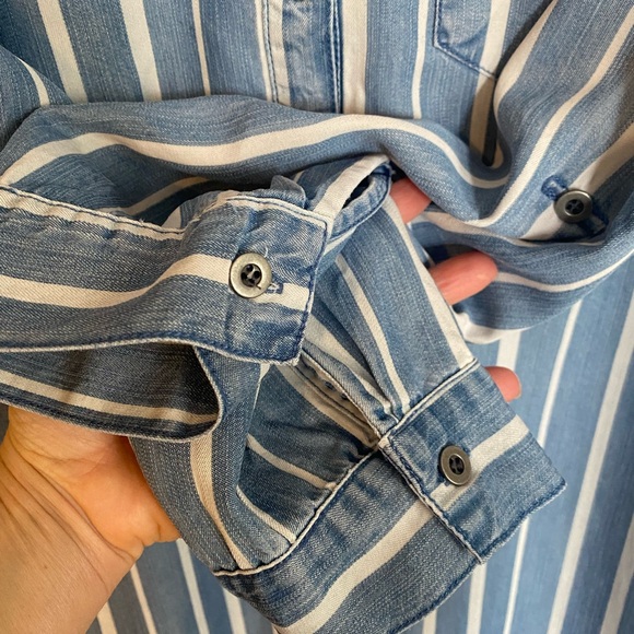 Velvet Heart chambray tunic shirt dress striped pattern adjustable long sleeves - Picture 4 of 11